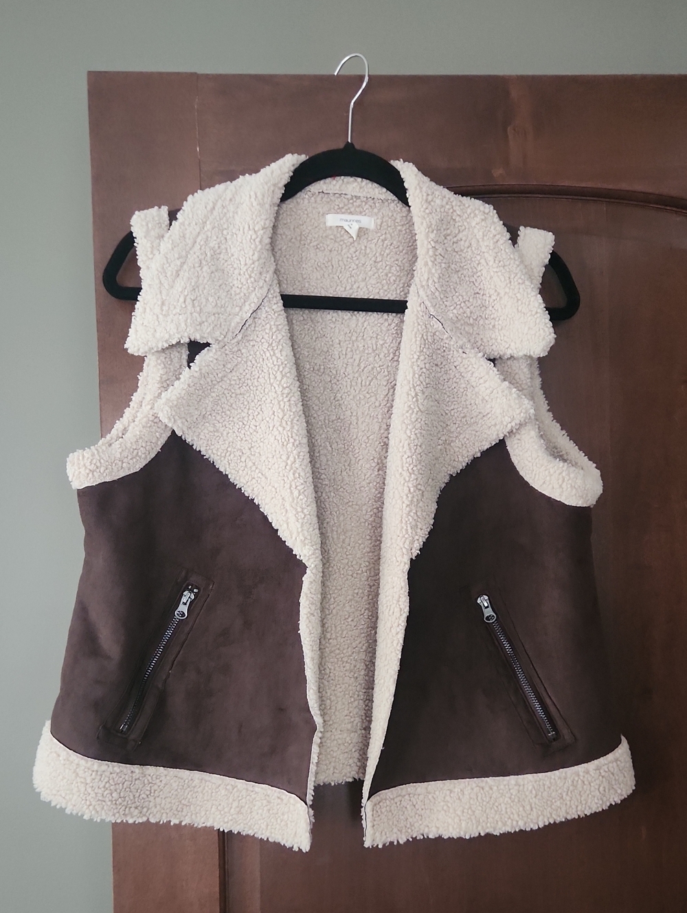 Maurices Cozy Sherpa-Lined Brown Vest Large